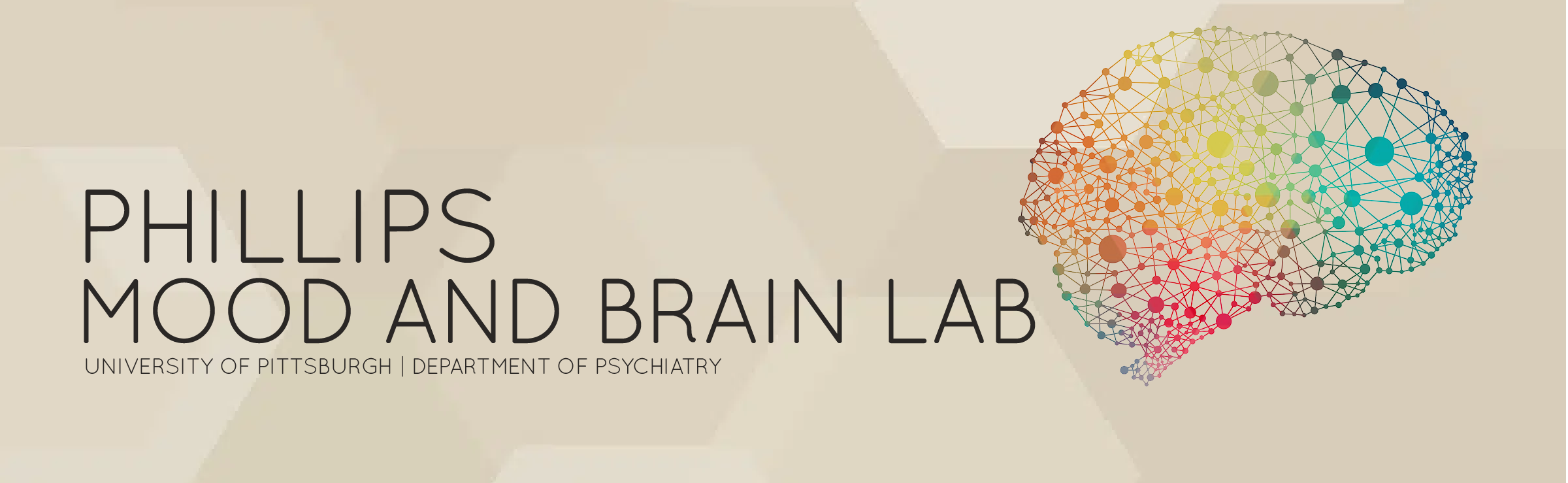 Banner with name of lab and brain connected by dots and lines